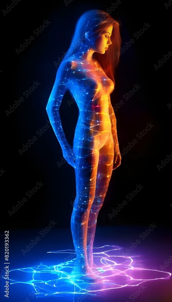 Obraz premium Abstraktion Neon Mädchen. Hintergrund für das Design 2.