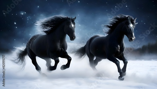 Abstraktion Schwarze Pferde. Hintergrund für das Design 4. photo