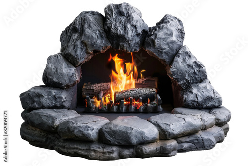 A fire place made up of stones