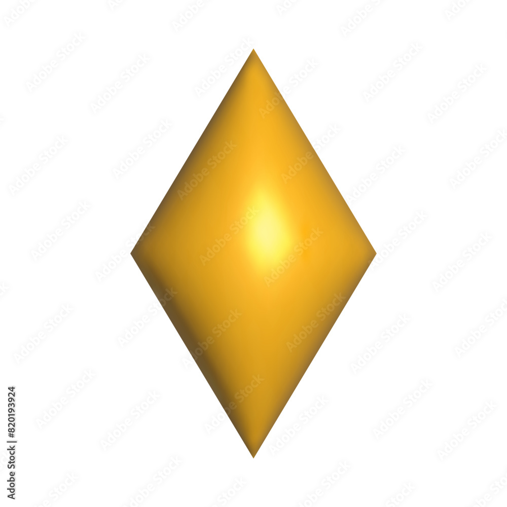 Realistic 3D yellow rhomb. Inflated 3D element with the plasticine effect. Realistic 3D yellow rhomb. Inflated 3D element with the plasticine effect.