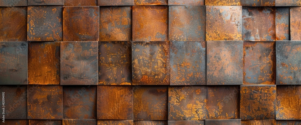 Rusty Metal Tiles with Weathered Texture.