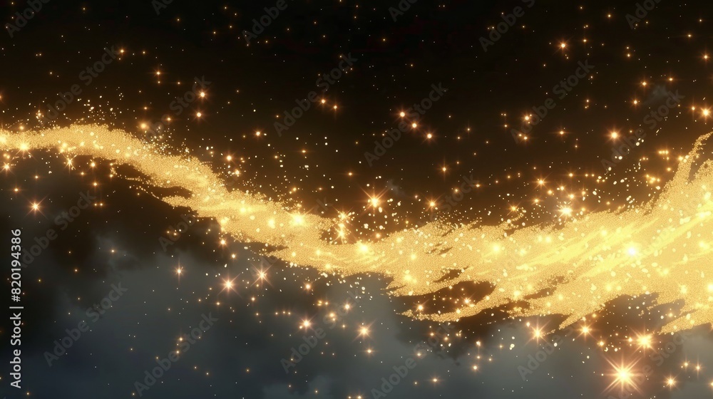 Golden Stardust Trail in a Night Sky Golden Stardust Trail in a Night Sky
