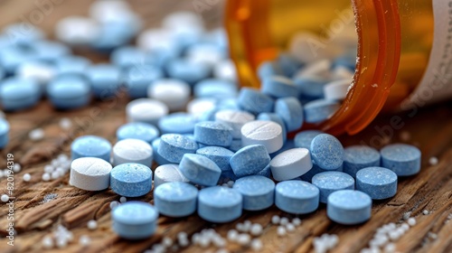 Pharmaceutical lab environment with diverse medications and advanced research equipment