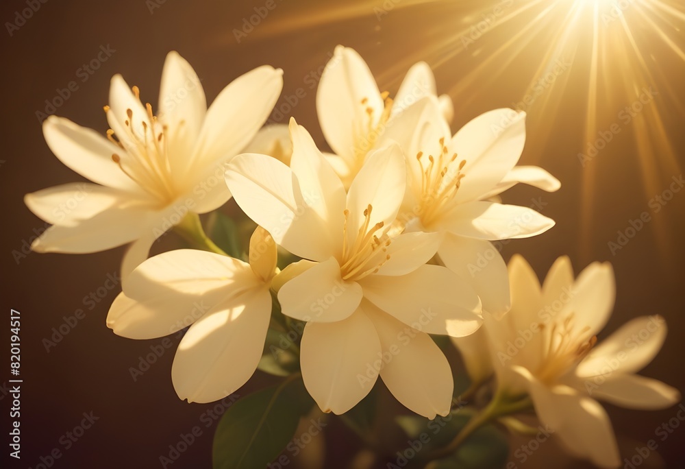 Obraz premium Jasmine flower closeup Realistic Light understand with summer season flower concept