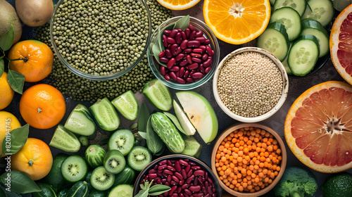 Refreshing Display of Healthy, Organic Fruits, Vegetables and Plant-Based Proteins
