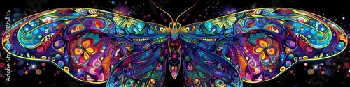 Vibrant Psychedelic Butterfly A Kaleidoscopic Masterpiece in D Cartoon photo
