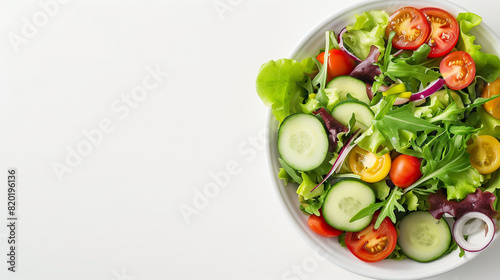 Fresh Salad With Cucumbers, Tomatoes, Onions, and Lettuce