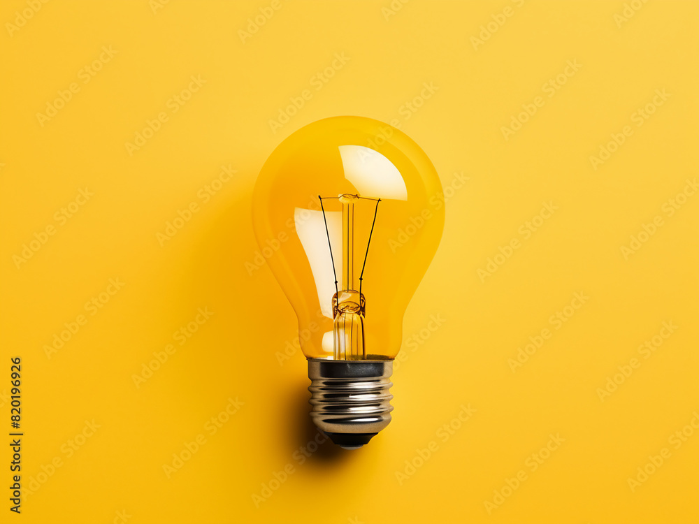 Minimalist design features a yellow light bulb against a matching yellow backdrop