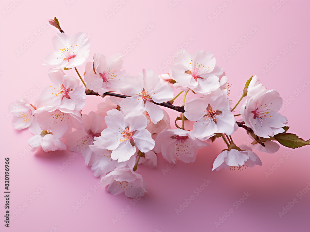 Yoshino cherry blossoms bloom gracefully on a pink canvas Yoshino cherry blossoms bloom gracefully on a pink canvas