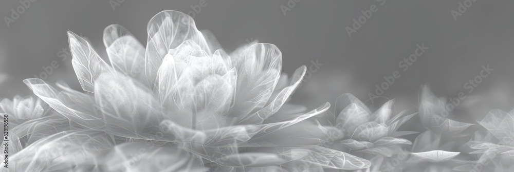 Delicate Transparent Lotus Flowers in Monochrome