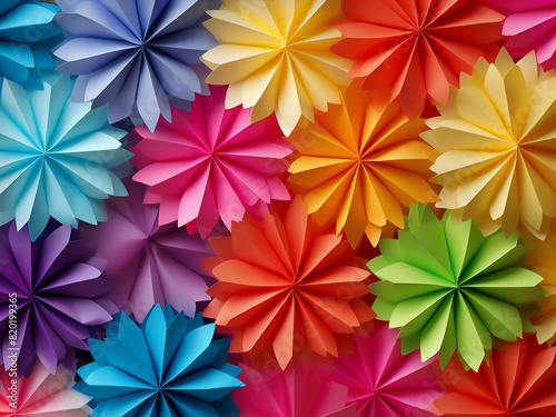 A vector illustration showcases a colorful origami paper background