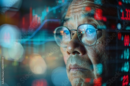 Wallpaper Mural An Asian analyzing stock data Torontodigital.ca