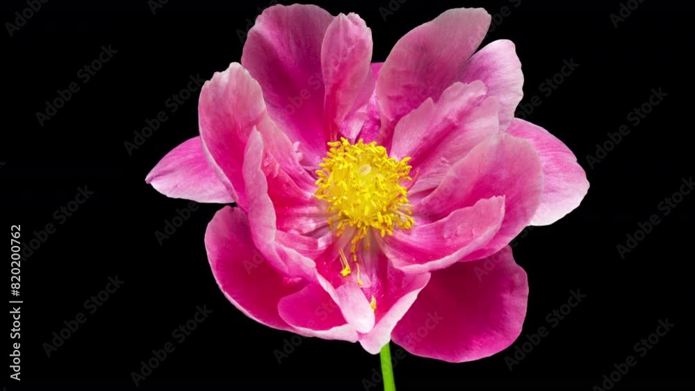 Time lapse of pink peony blossoming on a black background, macro photography, 4k video Time lapse of pink peony blossoming on a black background, macro photography, 4k video