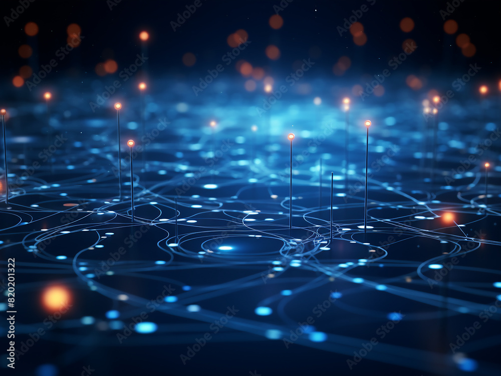 Background with lines and dots rendered in 3D, highlighting technology and science Background with lines and dots rendered in 3D, highlighting technology and science