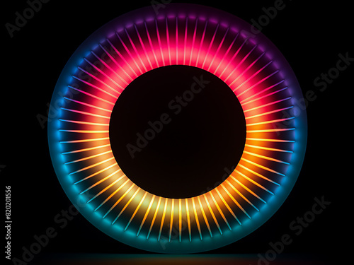 Vibrant circle lights against a black background create a striking visual