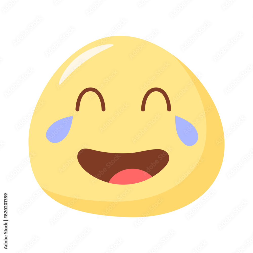 laughing emoticon. Emoji in flat style laughing emoticon. Emoji in flat style