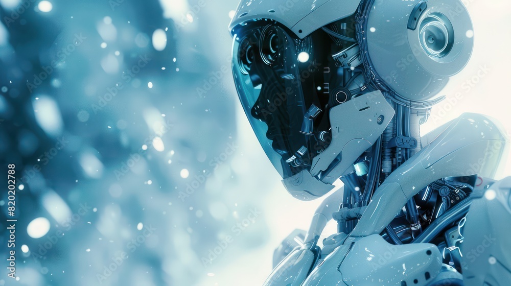 Futuristic robot of the future. Cyberpunk background