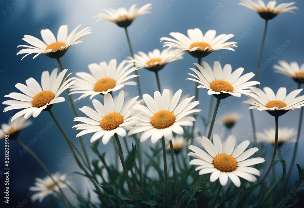 Daisies flower closeup Realistic Light with summer season flower concept Daisies flower closeup Realistic Light with summer season flower concept