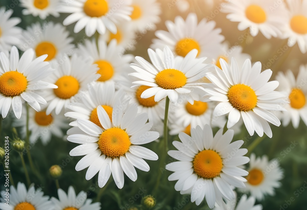 Fototapeta premium Daisies flower closeup Realistic Light with summer season flower concept
