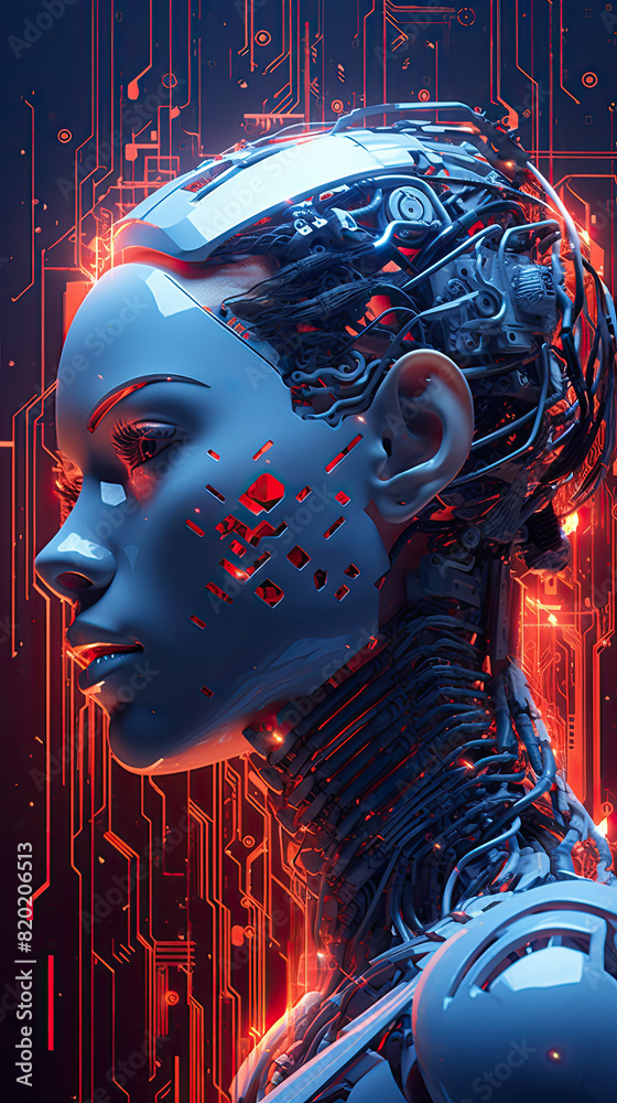 cyber robotic portrait head in the electronics cyber robotic portrait head in the electronics