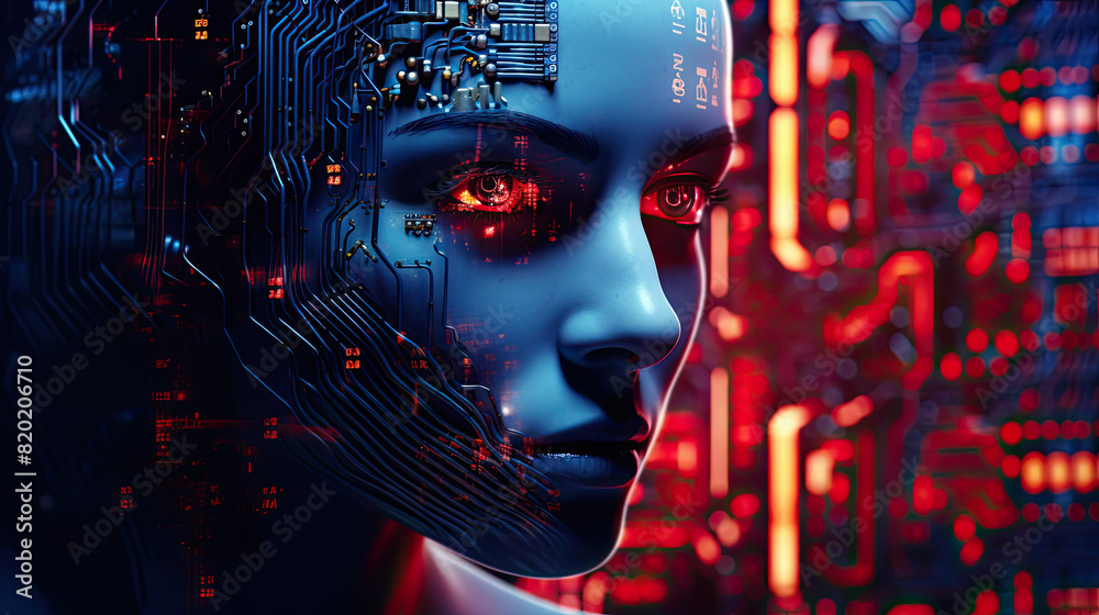 cyber robotic portrait head in the electronics cyber robotic portrait head in the electronics