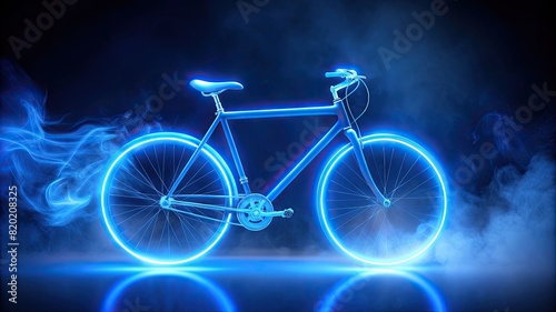 A bicycle in neon smoke. Bright neon. A concept for the day of the bicycle. Banner