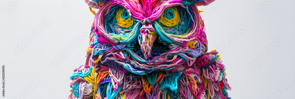 Vivid Whimsical 3D Owl Craft Made With Yarn and Paper