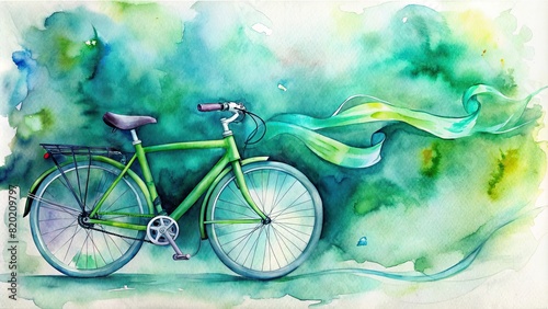 A bicycle in neon smoke. Bright neon. A concept for the day of the bicycle. Banner © dasha122007