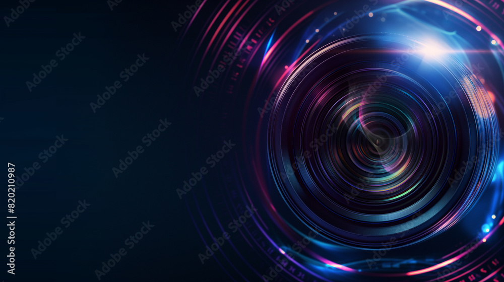 Obraz premium Futuristic photo camera lens on dark background