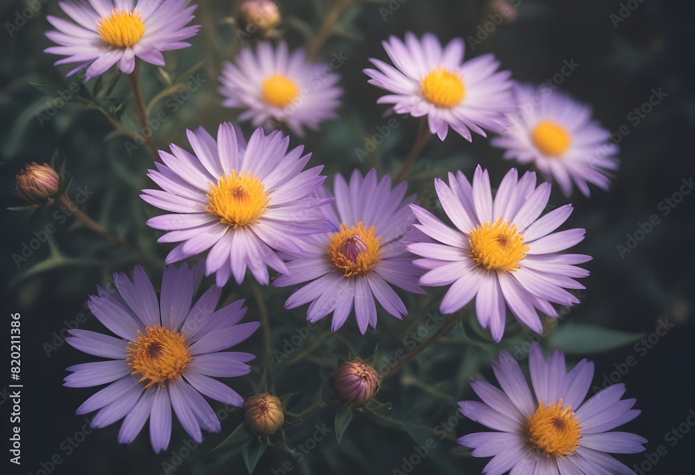 Aster flower closeup Realistic Light with summer season flower concept Aster flower closeup Realistic Light with summer season flower concept