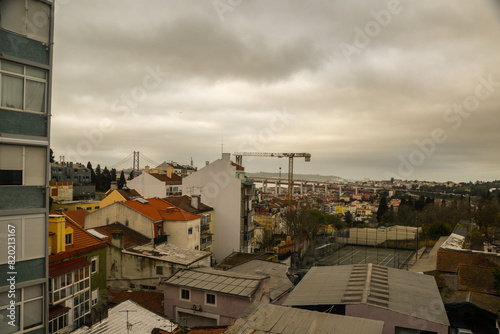 Overview of a low-rise neighborhood in Lisbon, Portugal