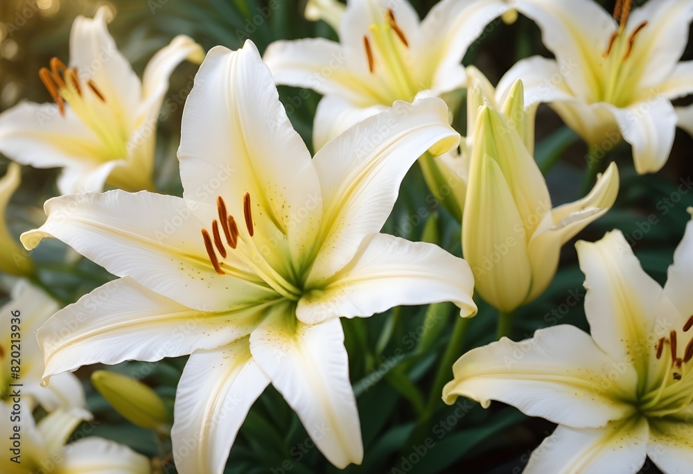 Lilies flower closeup Realistic Light with summer season flower concept Lilies flower closeup Realistic Light with summer season flower concept