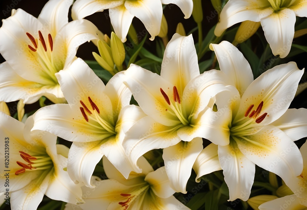Obraz premium Lilies flower closeup Realistic Light with summer season flower concept