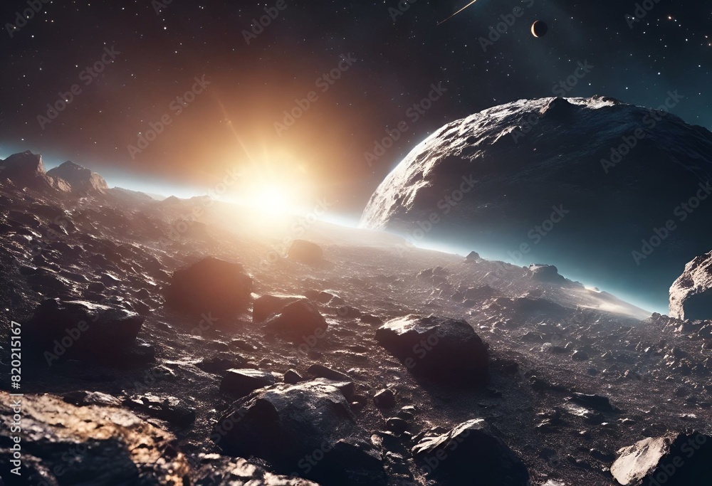 Fototapeta premium a planet is seen from the surface of the sun shining behind it