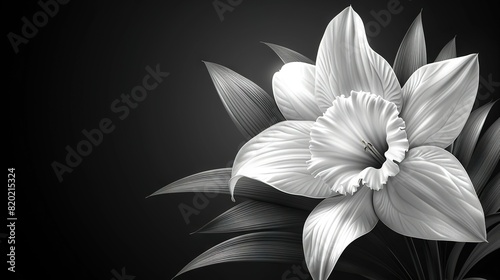 A B W photo of a centered gray and white flower on a black backdrop