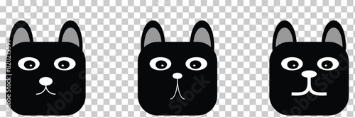 Funny cat animal head cartoon set