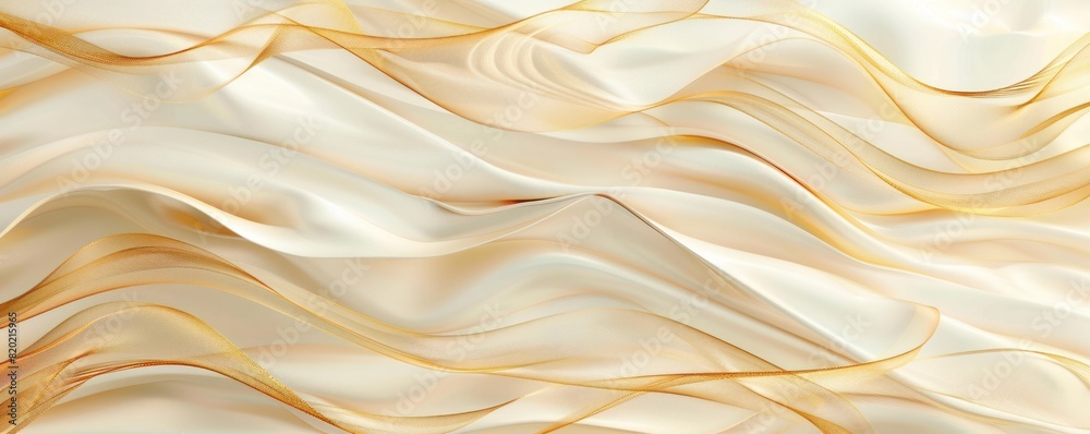 Obraz premium A gold and white striped background with a gold and white ribbon