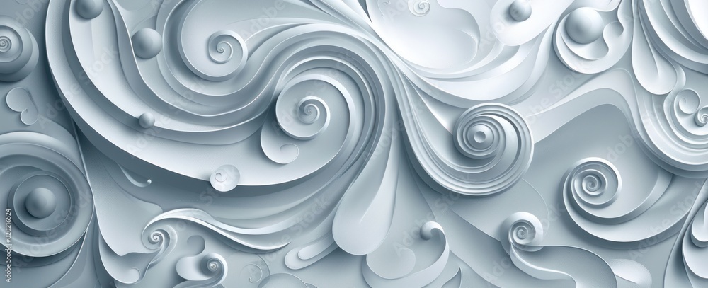 A white and blue abstract design with a lot of swirls and circles A white and blue abstract design with a lot of swirls and circles