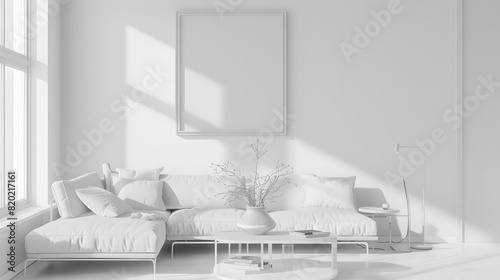 mock up of white minamilist bright living room photo