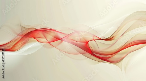 Abstract red and beige waves on a light background. Fluid and dynamic digital illustration. Modern and elegant design concept for banners and prints