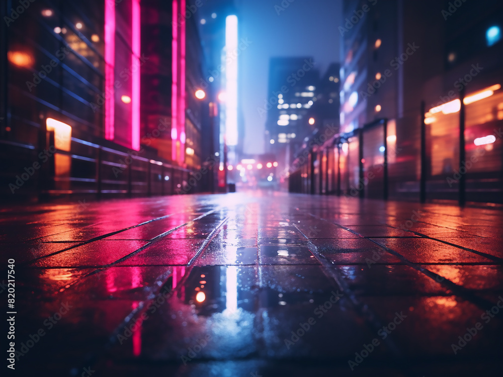 Scene of urban buildings blurs in blue and pink tones Scene of urban buildings blurs in blue and pink tones