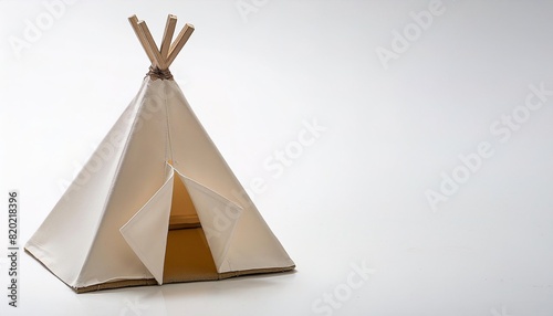 Native American people  concept paper origami isolated on white background of a tipi or teepee  conical lodge tent, home or house, with copy space, simple starter craft for kids