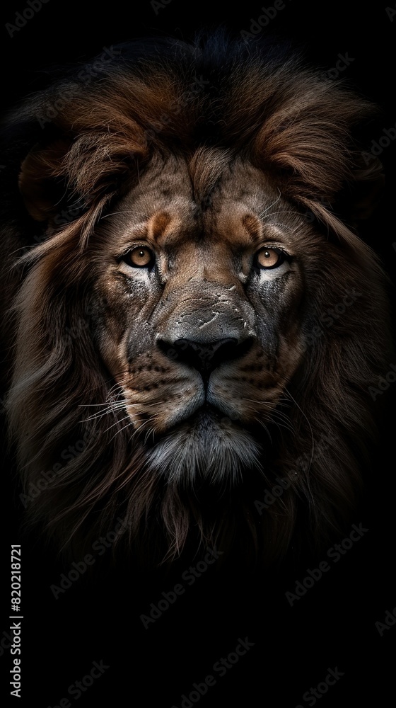 Portrait of a male lion.	
