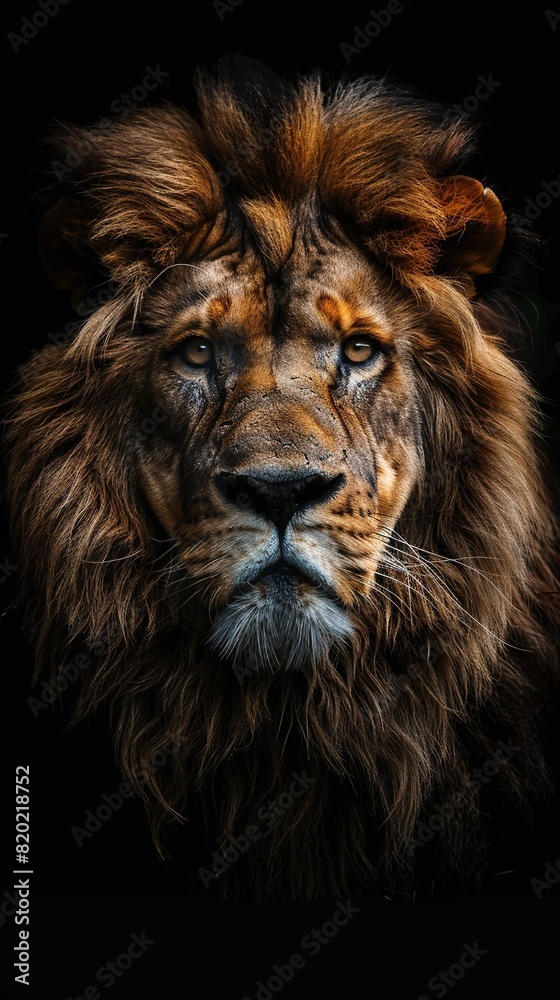 Naklejka premium Portrait of a male lion. 