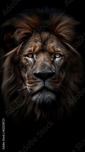 Portrait of a male lion.  