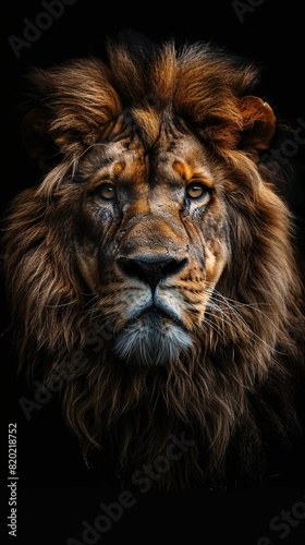 Portrait of a male lion.  