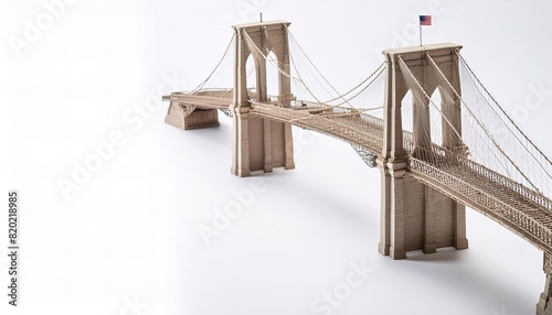human made wonders of the world concept paper origami isolated on white background of Brooklyn bridge in New York city, USA . with copy space, simple starter craft for kids