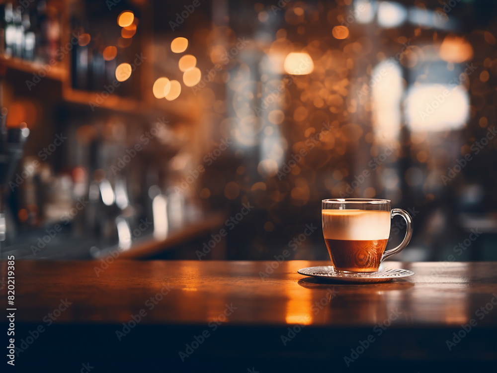 Cozy coffee shop atmosphere softened by blurred lights