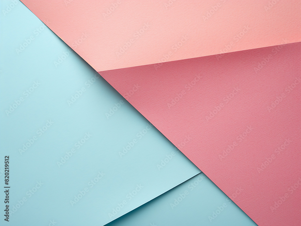 Light blue, pastel pink, and green hues form geometric patterns on paper
