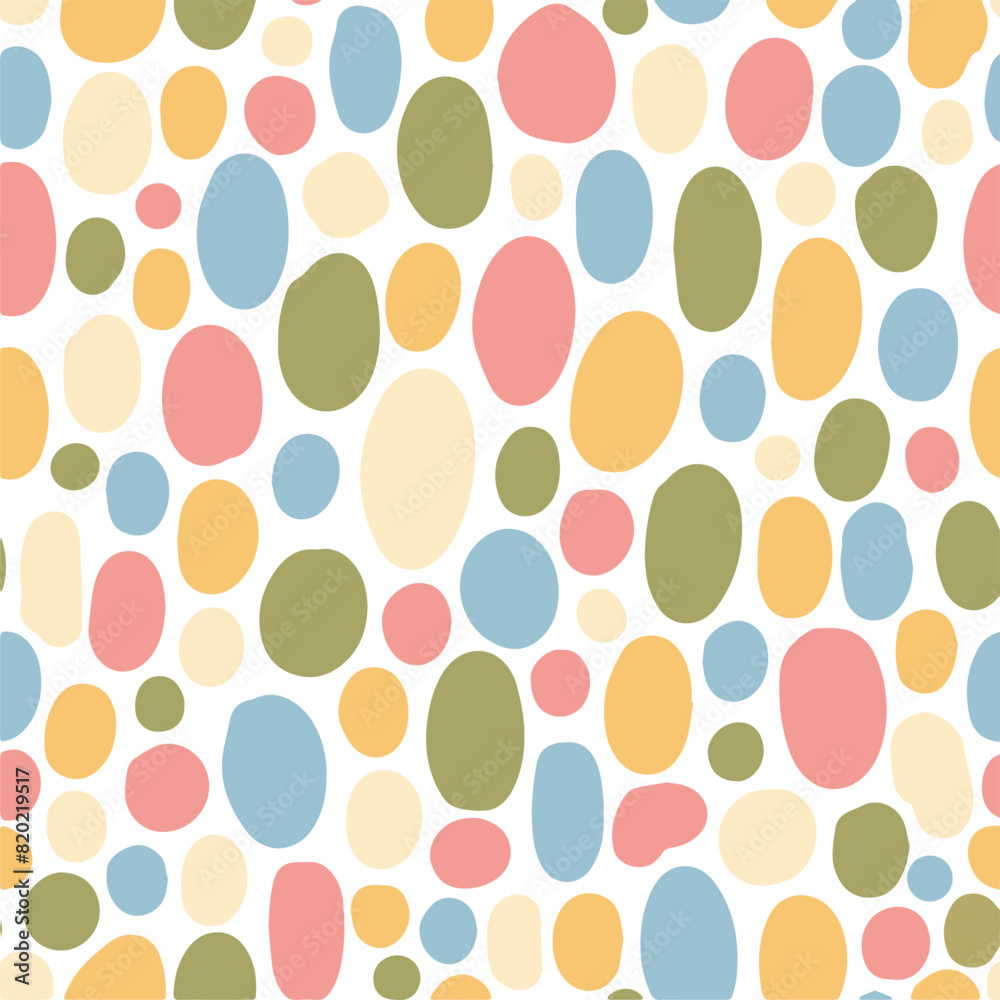 abstract dotted seamless pattern with hand drawn colorful dots for textile prints, nursery decor, wallpaper, backgrounds, scrapbooking, wrapping paper, packaging, etc. EPS 10